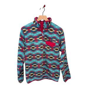 Patagonia Synchilla Snap-T Fleece Pullover Aztec Teal Red Size M Made in Mexico